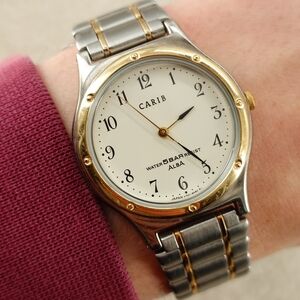 Seiko Alba Carib V701-6370 Two-Tone Vintage Quartz Watch Unisex 32mm New Battery